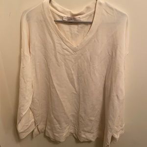 Cream colored tunic length Loft Sweatshirt